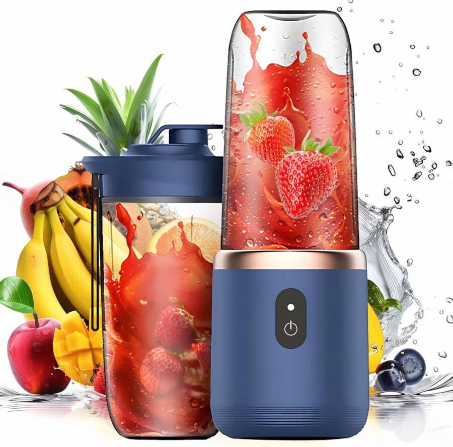 USB oplaadbare draagbare blender smoothie blender mixer met 6-blad sapbeker