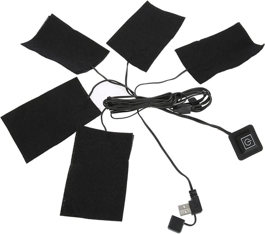 USB Verwarmingskussen Verwarmingselement Lichaam Opwarmen Vijf Verwarmingspads 11 x 7 cm Zwart