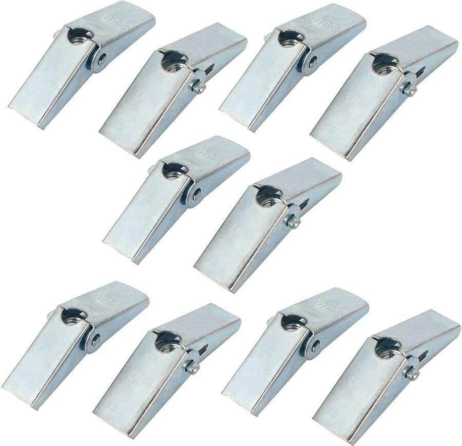 Uxcell a16040100ux0376 Toggle 74mm Lengte M10 Schroefdraad Lente Geladen Holle Muur Anker Wing Noten 10 Stks Zilver Toon