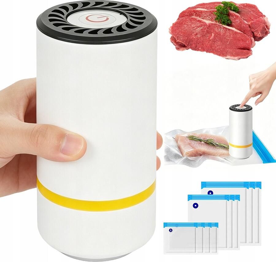 Vacuem Sealer Set Potten Vacuümmachines Mini Draagbare Vacuumsealer Krachtige 4.6L min Zuigkracht & Snelle Afdichting 300mAh Inclusief Herbruikbare Zakjes & Clip