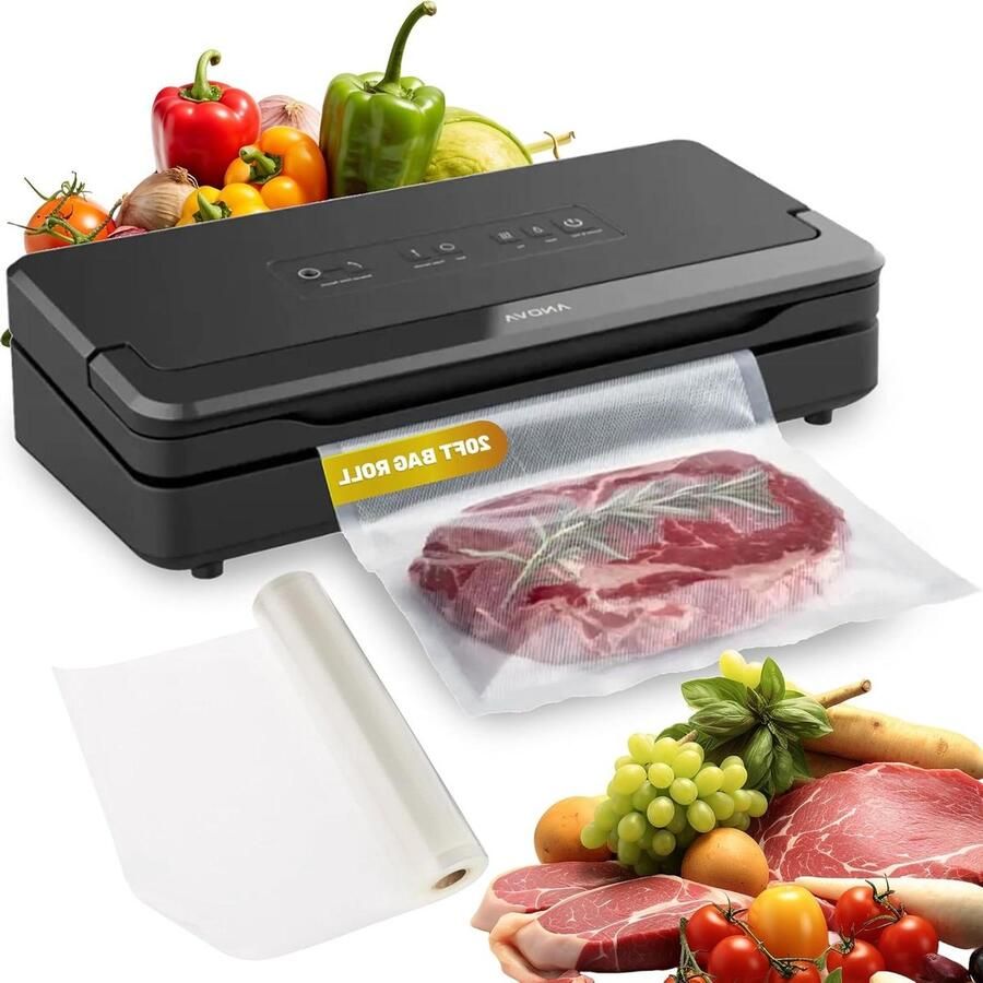 Vacumeerapparaat Vacumeermachine Voedsel Bewaren Dubbele Sealer 37.5 x 17.8 x 10.9 cm Zwart
