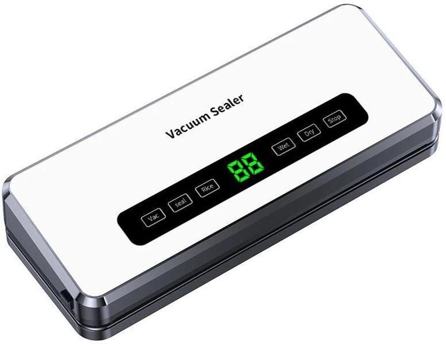 Vacumeermachine 6 in 1 met Ingebouwde Snijder en UV Sterilisatie Geschikt voor Nat en Droog Voedsel Aanraakbediening Inclusief 20-delige vacuümzakken