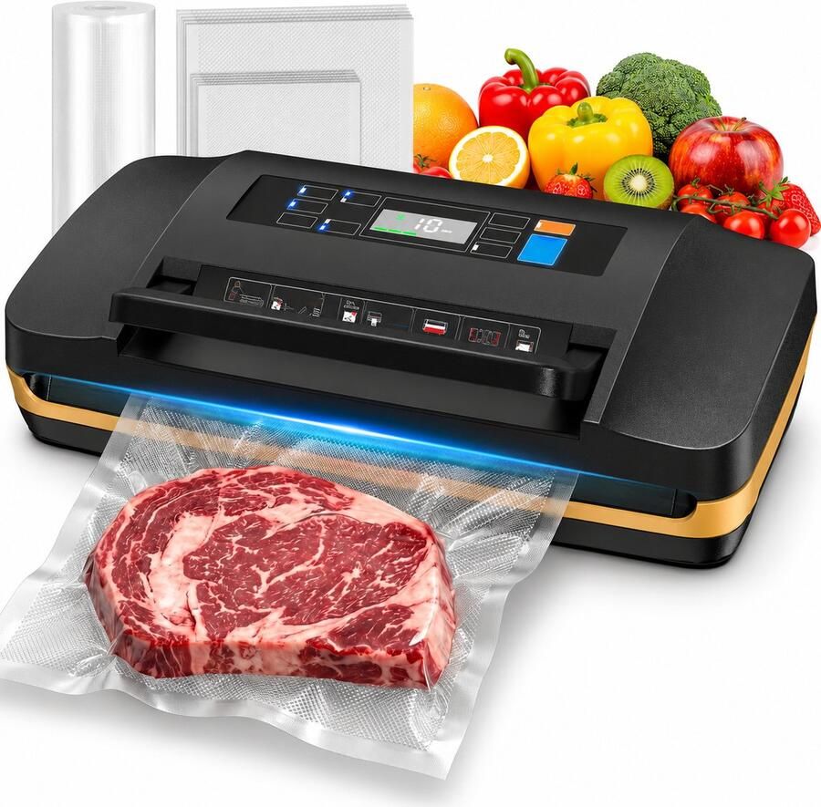 Vacumeermachine – 85 kPa Voedsel Vacuümsealer met Dubbele Seal – 18 Functies en Ingebouwde Snijder – 230 W