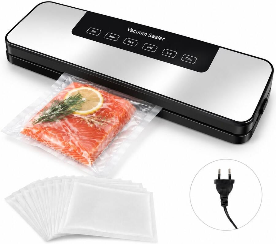 Vacumeermachine Vacuum Sealer voor Voedsel Bewaren 30 cm Sealbalk UV-C Functie Automatische Vacuümverpakking Zwart