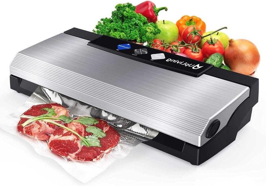 Vacumeermachine Vacuüm Sealer Voedsel Vers Houden Met Slangaansluiting 10 Zakken Inclusief Grijs Zwart Wit