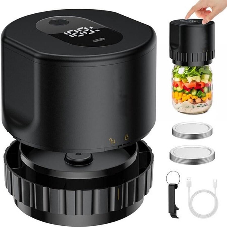Vacumeermachine Vacuümverzegelingsmachine 10 4 × 10 4 × 9 4 cm Elektrische vacuümpomp LED-digitaal display lekvrije afdichting USB-interface Handmatige stop of automatische stop na 60 seconden