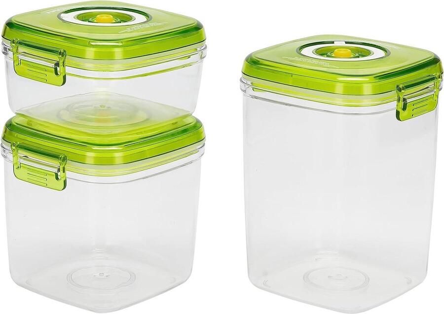 Vacuüm Bewaarbussen Voedselcontainers Set Vers Houden Dubbel Lekvrij 3 Stuks Transparant