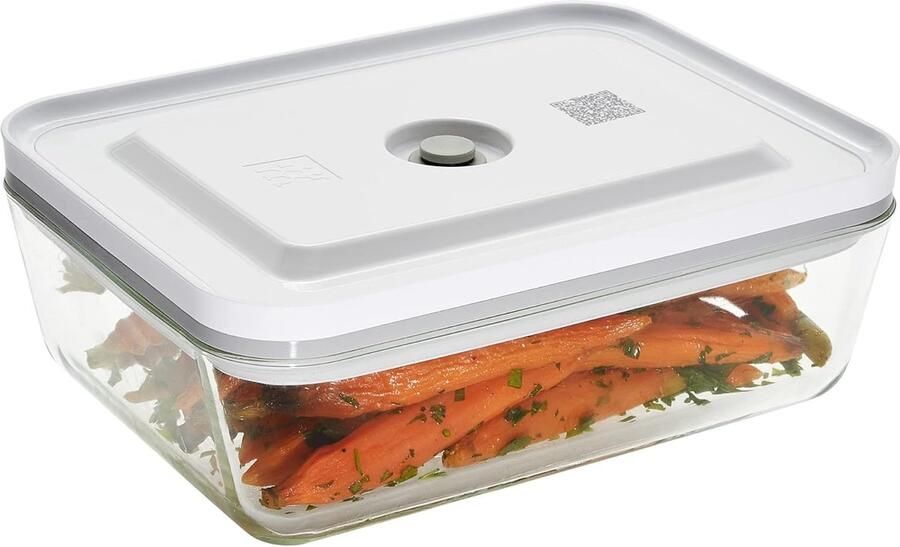 Vacuüm Bewaarcontainer Glas Vershouder Voedsel Bewaren Dubbele Afsluiting Medium 2.1L Transparant