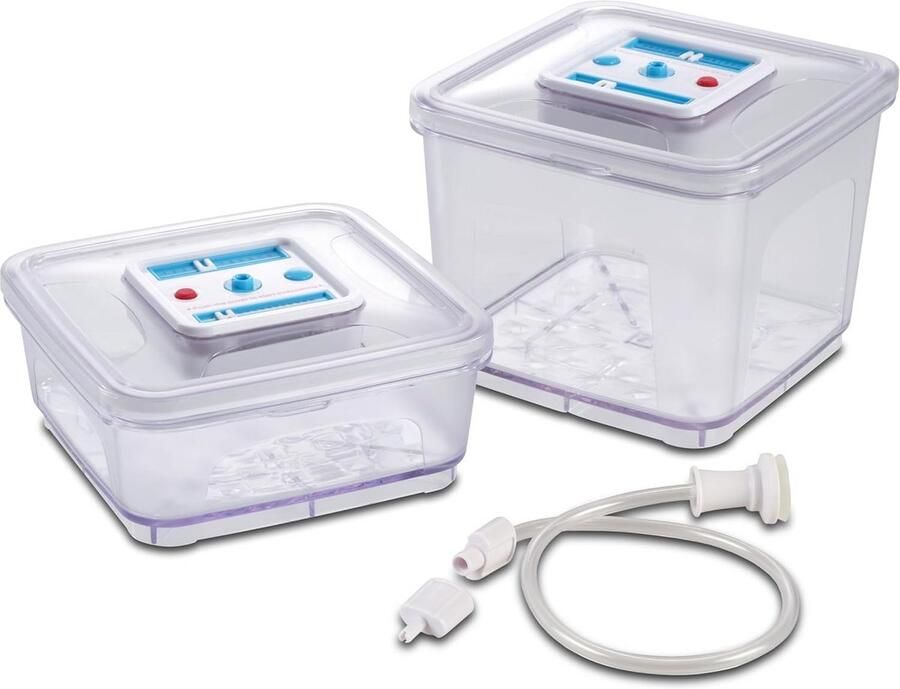 Vacuüm Container Set 2 stuks 1000 ml en 2800 ml BPA-vrij SAN-plastic Geschikt voor koelkast en vriezer Met datumweergave en vacuümindicator