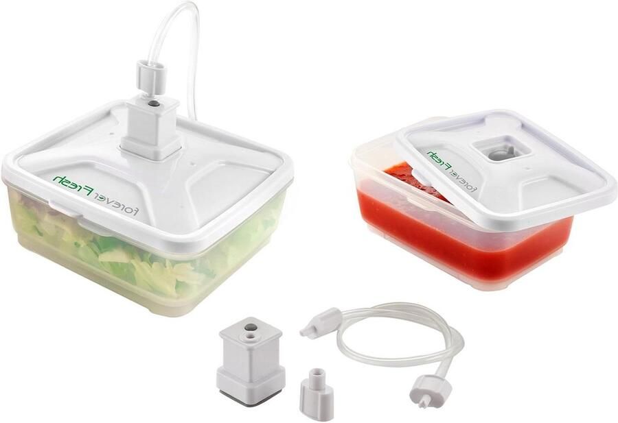 Vacuüm Containers Voedsel Bewaren Vers Houden Magnetronbestendig 600 ml en 900 ml Transparant