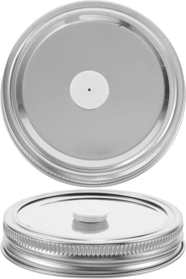 Vacuüm Deksels Pot Deksel Set Voedsel Bewaren Lekvrije Vacuümsluiting 9x9 cm Zilver