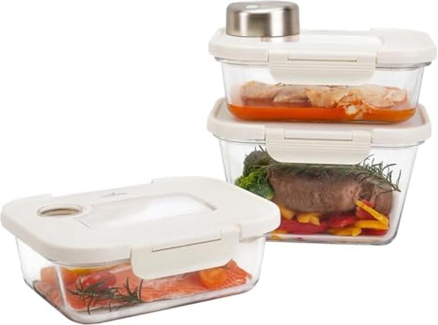 Vacuüm Glazen Opslagcontainers met Deksels en Draagbare Vacuümsealer voor Voedselopslag en Marineren