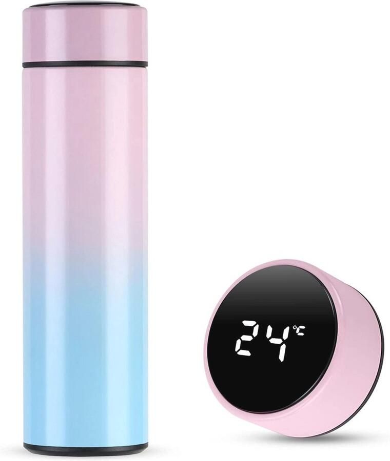 Vacuüm Isolatie Thermosfles met LCD Temperatuurweergave 500ml Roestvrij Staal Slimme Waterfles voor Hete en Koude Dranken