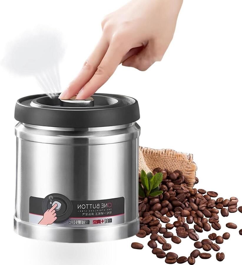 Vacuüm Koffie Kanister Bewaarcontainer Luchtdicht Voedsel Vers Houden Druk Vacuüm Systeem 750 ml Zilver