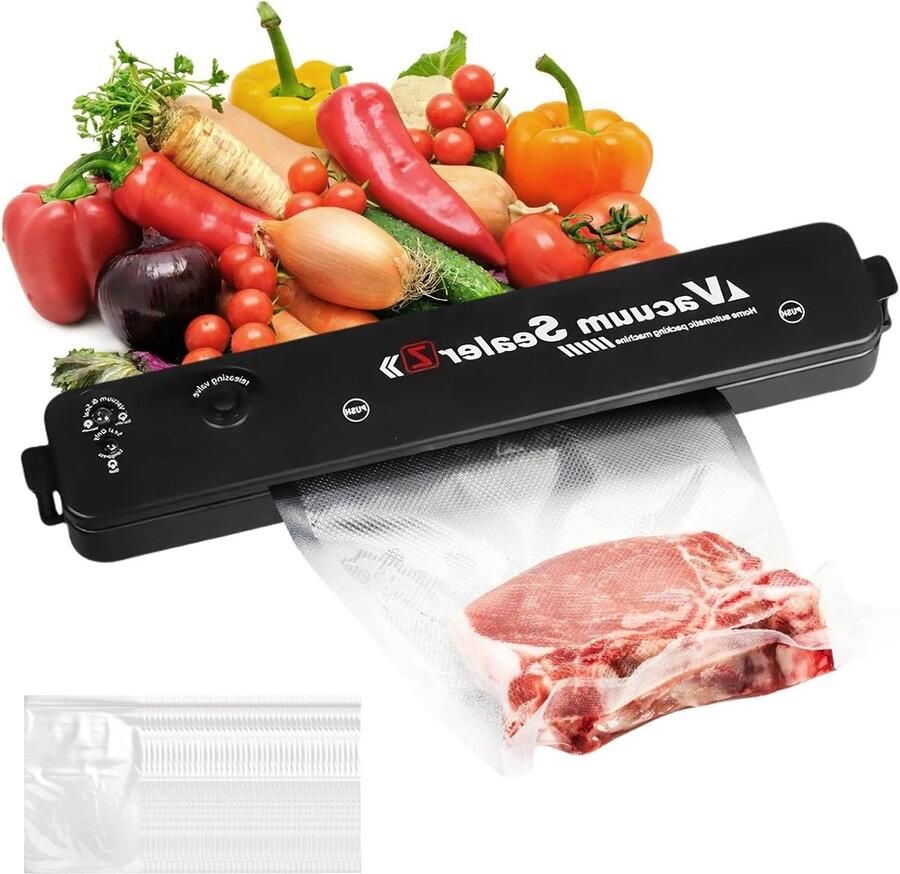 Vacuüm machine Vacumeerapparaat Voedsel bewaren Inclusief 100 zakken 30 cm seal Zwart