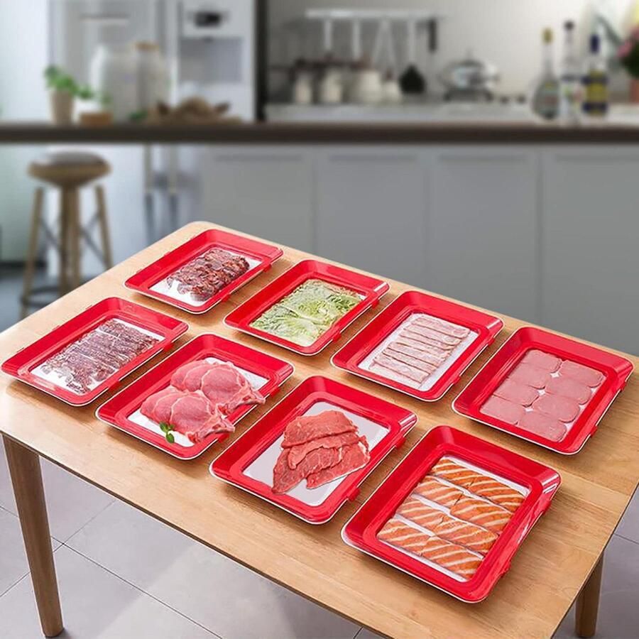 Vacuüm Opbergbakjes Set Voedselcontainers Herbruikbaar Voedsel Vers Houden Elastische Folie Deksel 295 x 225 cm Wit