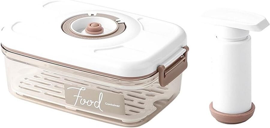 Vacuüm Opslag Container 1.2L Rechthoekig met Tijdkompas en Handpomp voor Voedsel bewaren