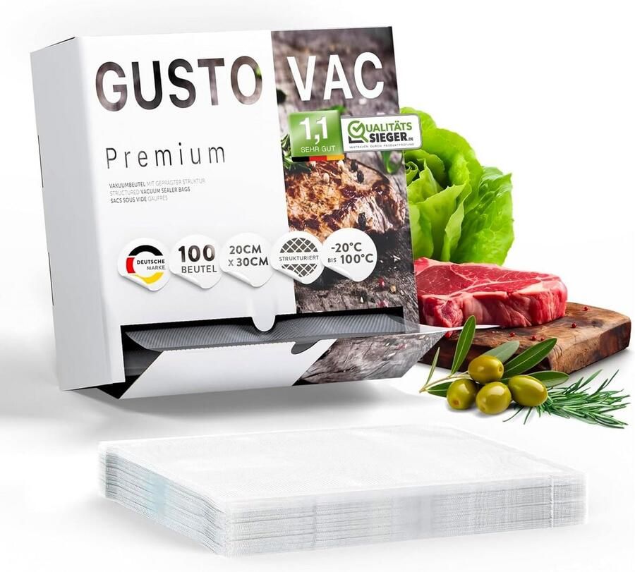 Vacuum Sealer Food Storage Bags 100 Stuks – Universally Compatible Sous Vide Bags – Extra Sterke Seal – 20 x 30 cm