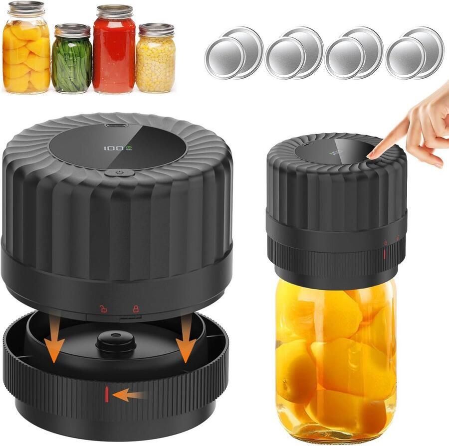 Vacuüm Sealer Kit Bokalen Sluiting Voedsel Bewaren Voor Brede Opening Compact Ontwerp Zwart