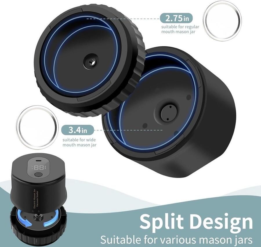 Vacuüm Sealer Kit Potten Sealer Voedsel Vers Houden Voor Brede en Normale Mond 5 Deksel Sets