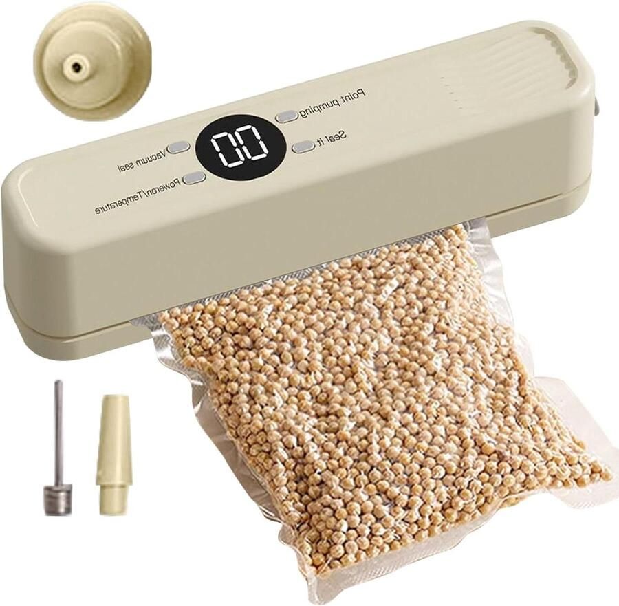 Vacuüm Sealer Machine Luchtdichte Verpakker Voedsel Vers Houden Intelligente Compressie 19.6 cm Lengte Romig