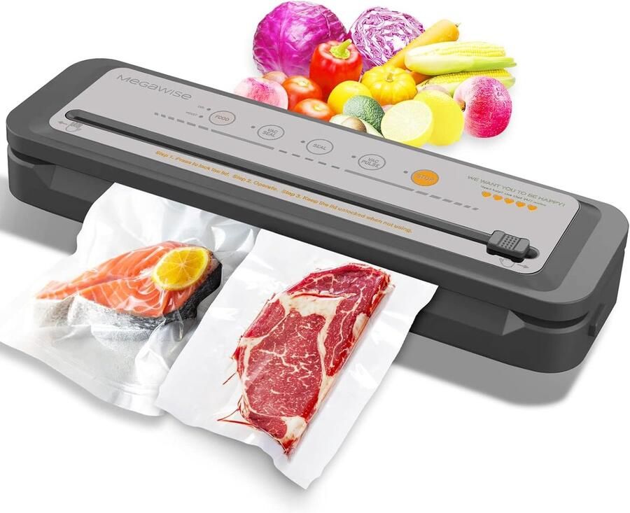 Vacuüm Sealer Machine Vacumeerapparaat Voedsel Vers Houden Krachtige 80kPa Zuigkracht Inclusief 10 Zakken Zilver Grijs