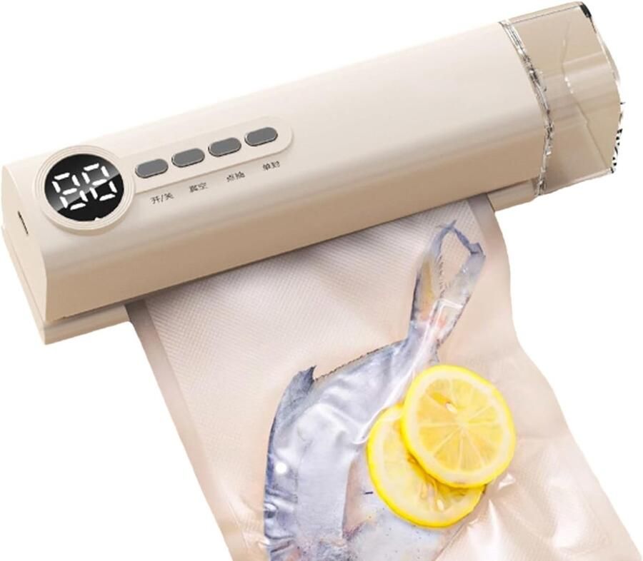 Vacuüm Sealer Machine Voedsel Conservering Keuken Opslag Draadloze Draagbaarheid 1200 mAh Accu Zwart