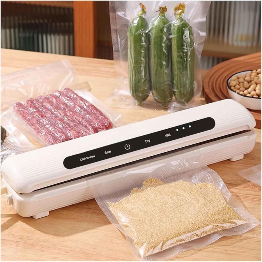 Vacuüm Sealer Machine Voedsel Verpakker Maaltijd Voorbereiding Oplaadbaar Type-C 30cm Afdichting Wit