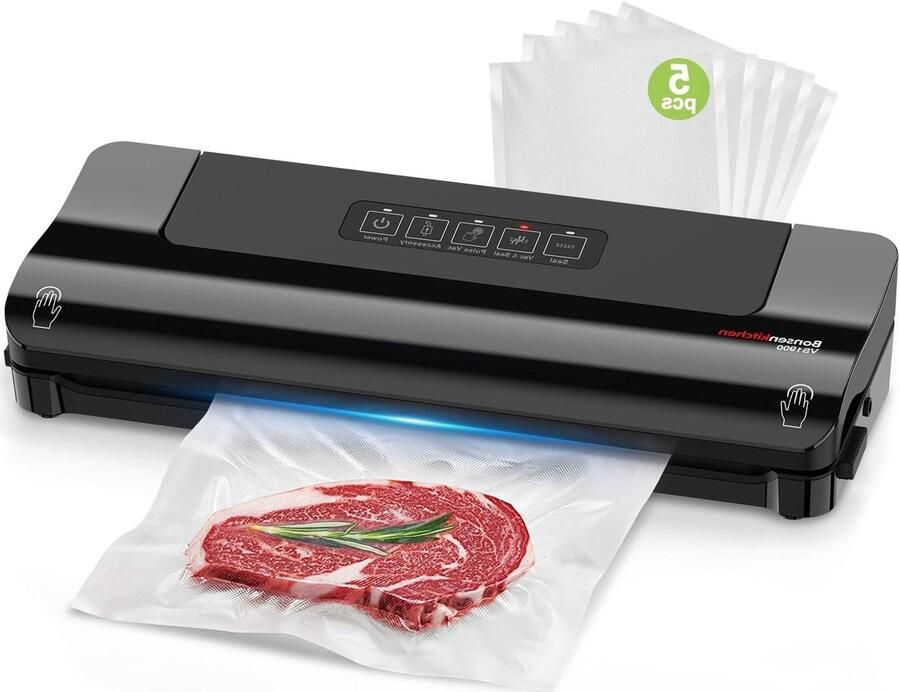 Vacuüm Sealer Voedsel Verpakker Voedsel Vers Houden Compact Ontwerp 388 x 145 x 77 cm Zwart