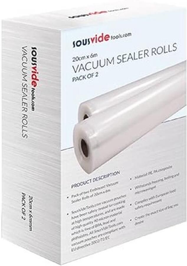 Vacuüm Sealer Rollen 20cm x 6m 2 Stuks voor Sous Vide Koken