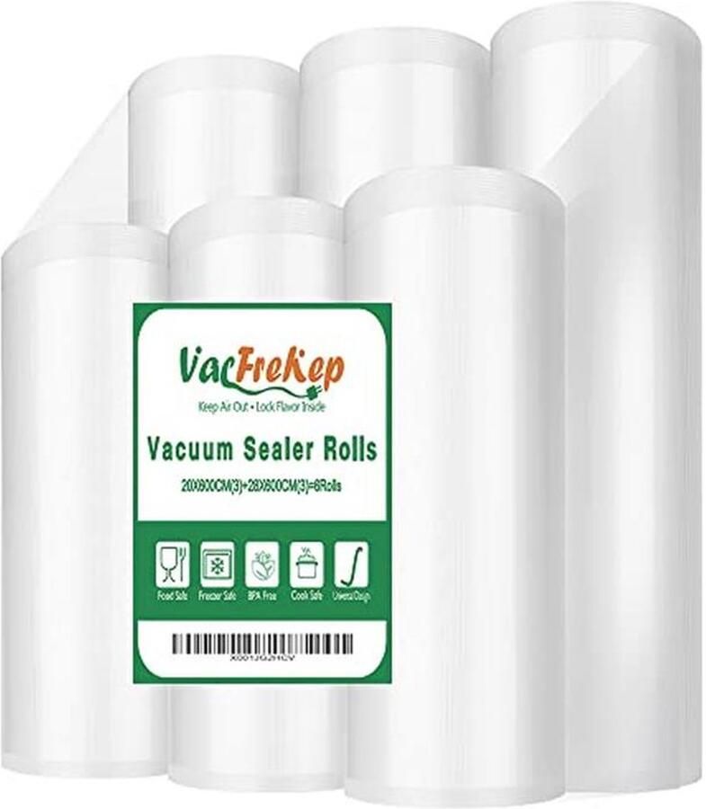 Vacuüm Sealer Rollen 6 Rollen 20x600cm en 28x600cm BPA-vrij en Geschikt voor Sous Vide Koken