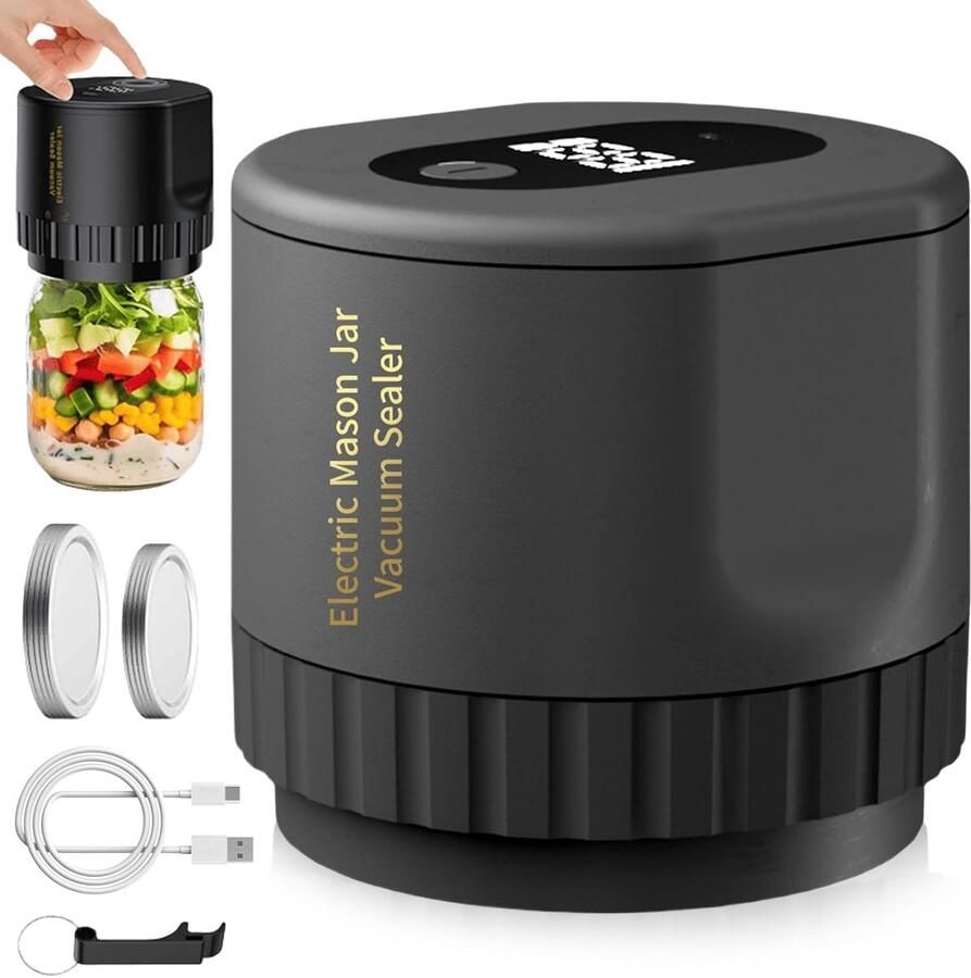 Vacuüm Sealer Set Potten Sluiten Voedsel Bewaren Automatische Sluiting Stil 9.4 x 9.4 x 10.4 cm