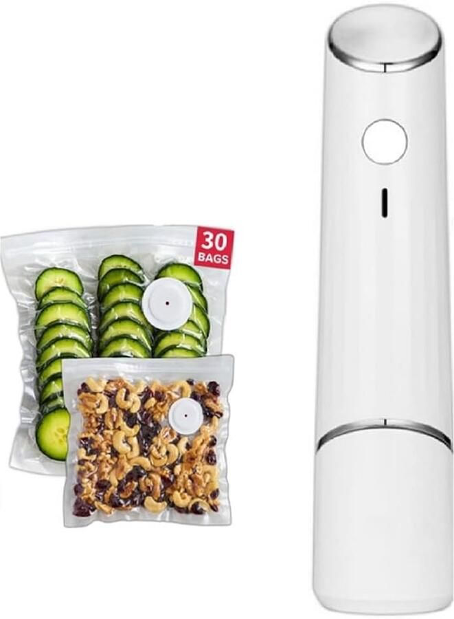 Vacuüm Sealer Voedsel Saver Keuken Organisatie Krachtige Handheld Compact Ontwerp Wit