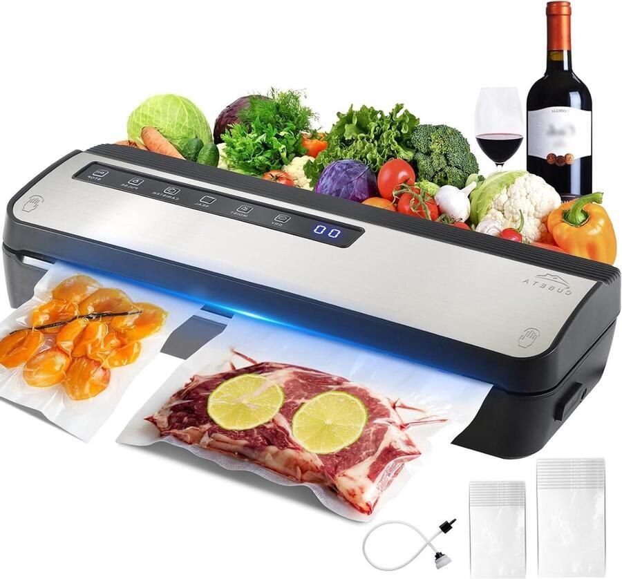 Vacuüm Sealer Voedsel Sealer Voedsel Bewaren 8-in-1 Functies 20 Zakken Zilver