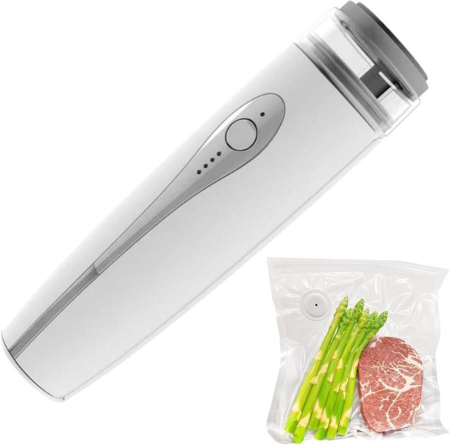 Handzame Vacuümsealer Voedsel Bewaarder Maaltijden Vers Houden Draadloos Oplaadbaar 5x5x19.9 cm Zwart