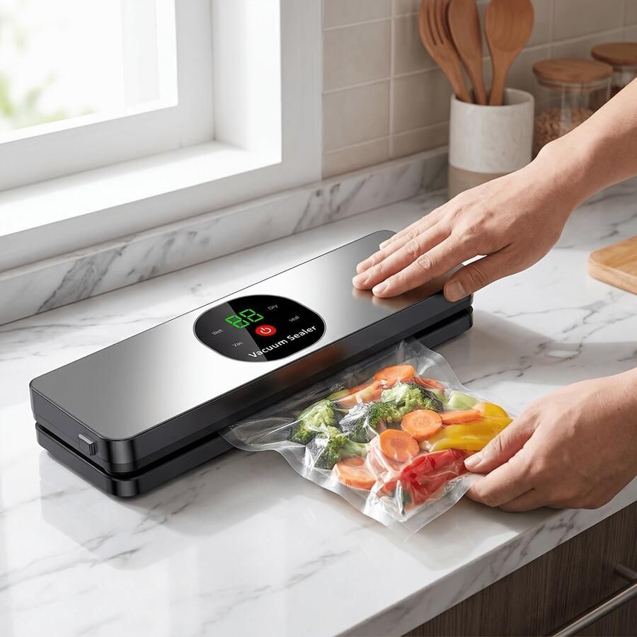 Vacuüm Sealer voor Voedselbewaring USB Oplaadbaar Inclusief 30 Vacuümzakken Compacte Draadloze Vacuum Sealmachine