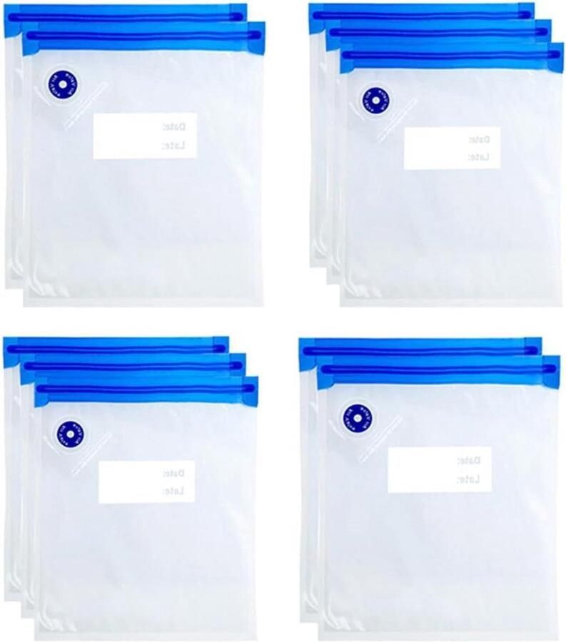 Vacuüm Sealer Zakken Voedselopbergzakken Vacuümzakken Voedsel Conserveren Hittebestendig Plastic 10 stuks Helder & Blauw