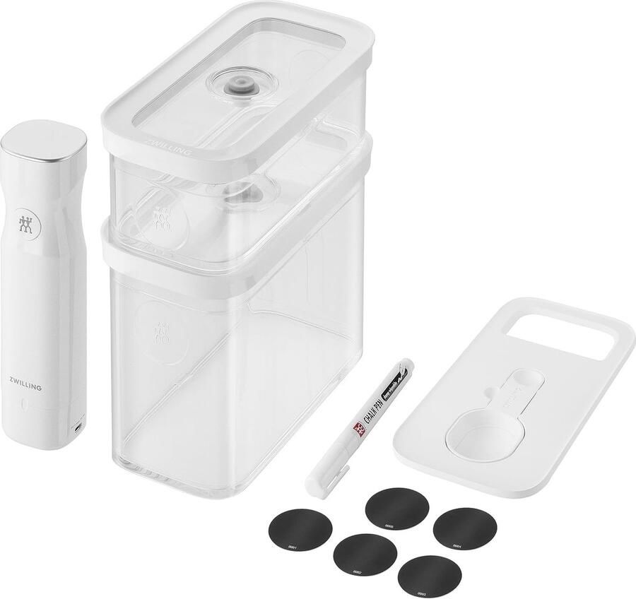 Vacuüm Starterset Opbergset 5-delig Voedsel Vers Houden Met Vacuümpomp 32x22x11 cm Wit