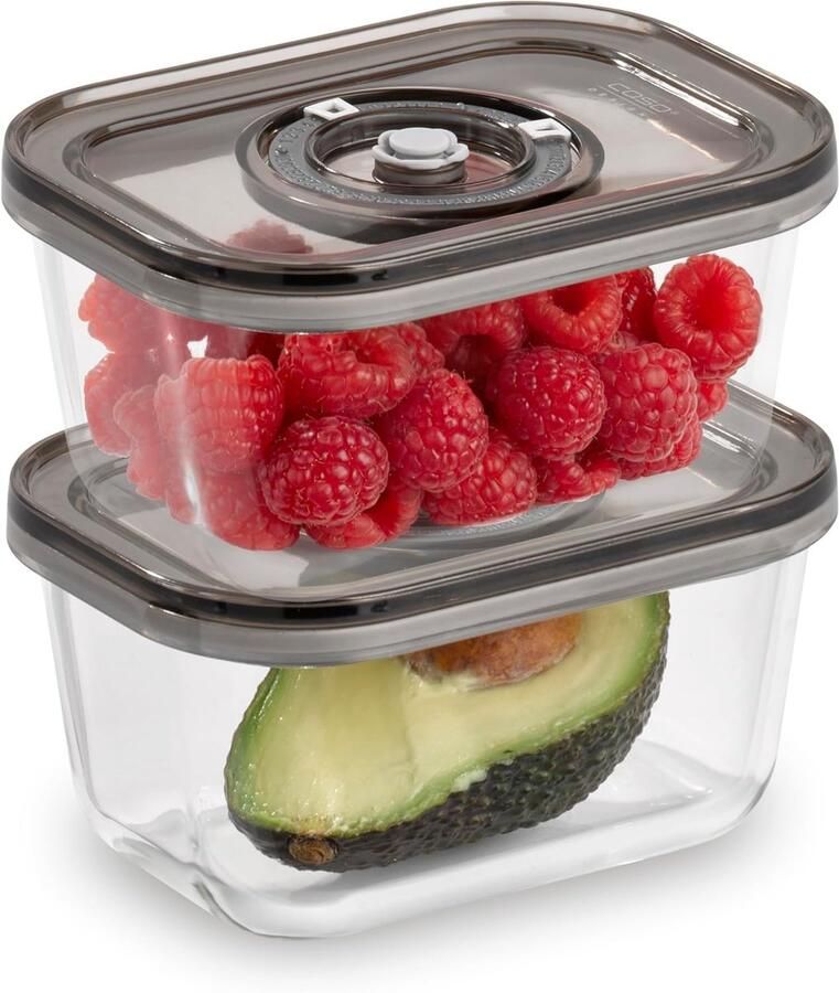 Vacuüm vershoudcontainers Glazen bewaarboxen Voedsel langer bewaren Stapelbaar en BPA-vrij 2x 500 ml Transparant