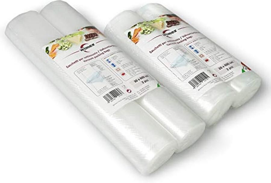 Vacuüm Voedingssealer Rollen en Zakken BPA-vrij Sous-vide Geschikt Set van 4 (2 Rollen 20x600 cm + 2 Rollen 30x600 cm)