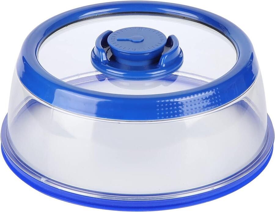 Vacuüm Voedselbord Deksel Vershoudfolie Compressie Restjes Bewaren Push Type Afsluiting 25x25x9.5cm Blauw