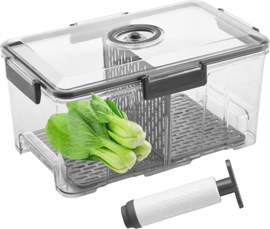 Vacuüm Voedselcontainer Bewaarbox Vershouder Voedsel Vers Houden Met Timer Deksel 35 x 22 x 17.5 cm