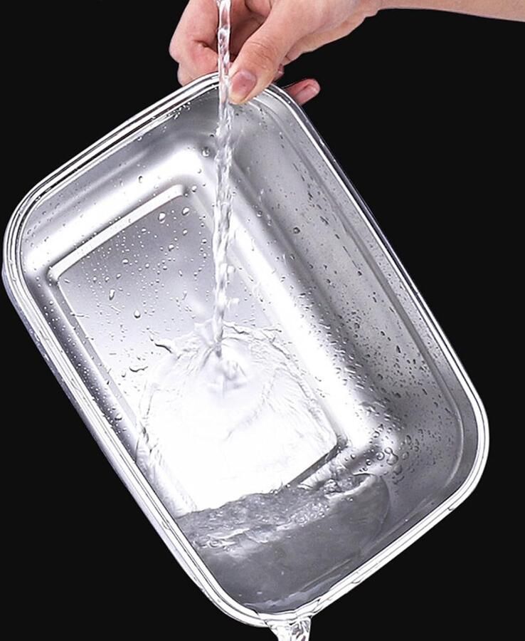 Vacuüm Voedselcontainer Luchtdichte Opslag Voedsel Vers Houden Lekvrij Systeem 23.5x18.5x10 cm Zilverkleurig