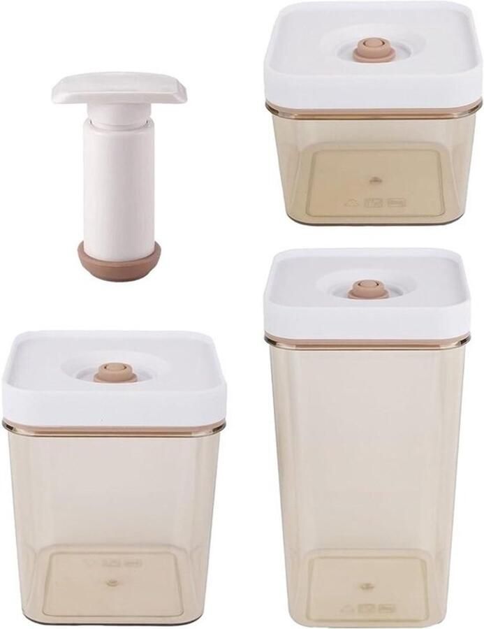Vacuüm Voedselcontainers Maaltijdpreparatie Bewaarbox Voedsel Bewaren Lekdicht en Stapelbaar 26L x 21B x 13H cm Wit