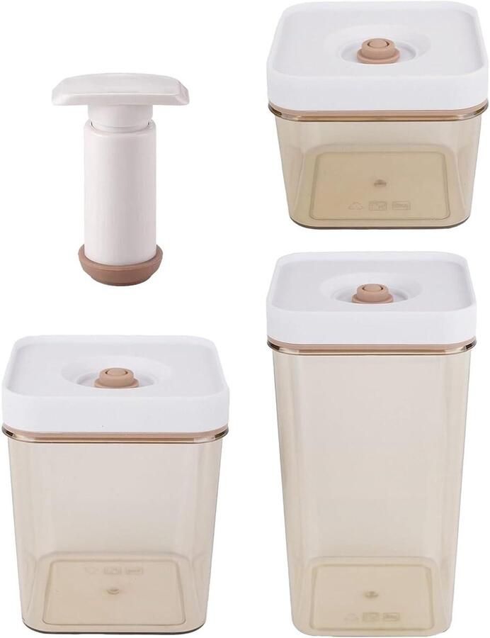 Vacuüm Voedselcontainers Maaltijdpreparatie Bewaarbox Voedsel Bewaren Lekdicht en Stapelbaar 26L x 21B x 13H cm Wit