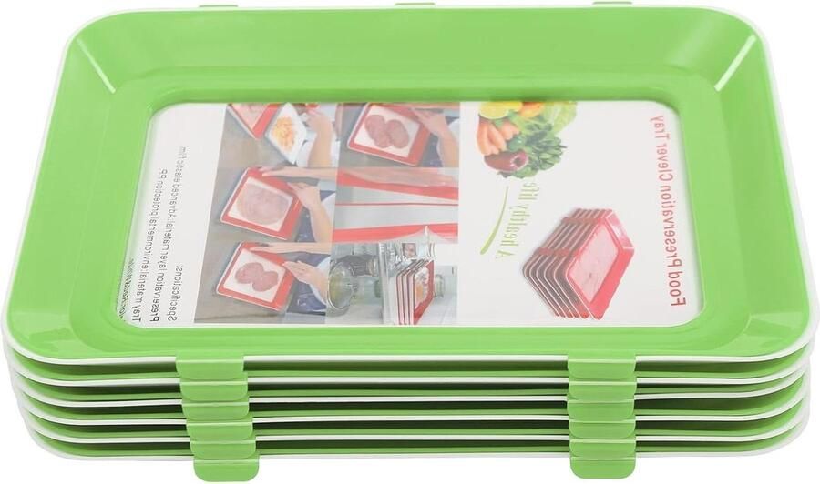 Vacuüm Voedseldozen Bewaarcontainers Keuken Voedsel Vers Houden Herbruikbaar Elastisch Folie 6 stuks Groen