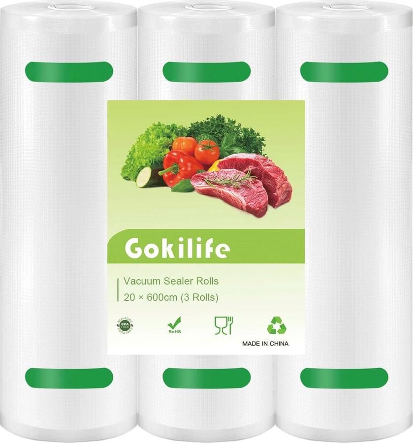 Vacuüm Voedselsealer Rol 3 Rollen Food Storage Sous Vide Zakken 20 x 600 cm