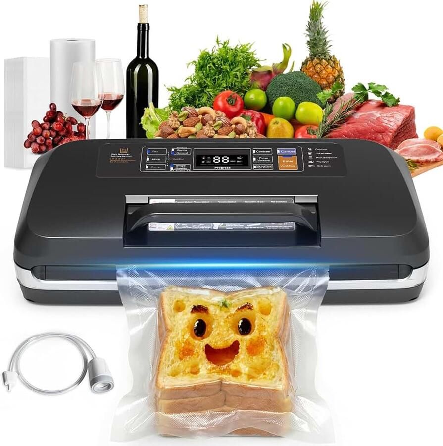 Vacuümapparaat voor levensmiddelen 95 kPa 12-in-1 vacuümsealer met dubbele warmteafdichting vacuümapparaat dubbele lasnad geïntegreerde cutter en zakopslag afneembare lekbak