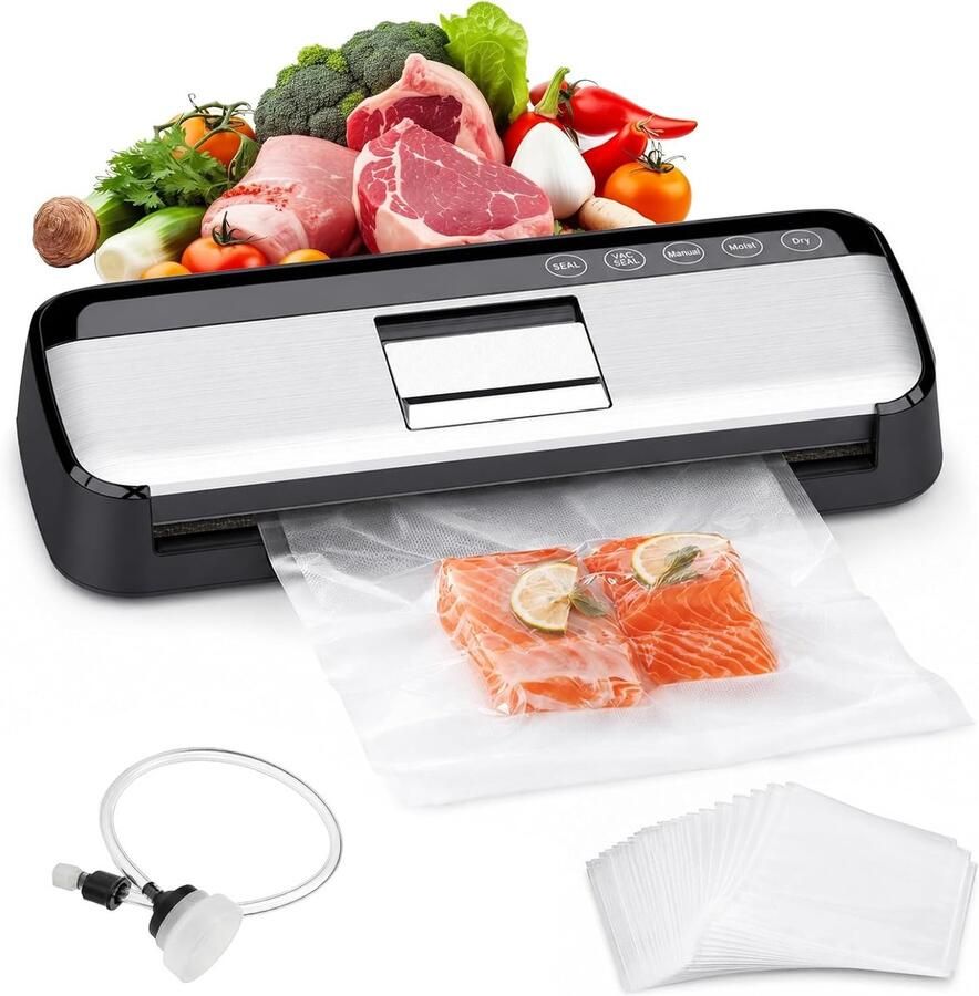 Vacuümapparaat voor levensmiddelen volautomatische vacuümsealer met 15 zakken folielasapparaat voor droge en vochtige levensmiddelen vacuüm sealer inlasapparaat met dubbele pomp 31 cm lasnaad