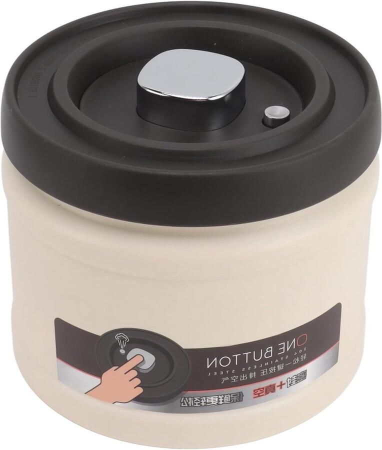Vacuümcontainer Bewaarbus Koffie Thee Voedsel Vers Houden 304 Roestvrij Staal 750ML Beige